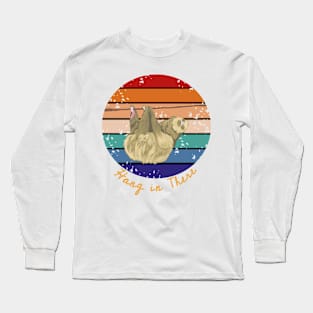 Hang in There Sloth Retro Distressed Long Sleeve T-Shirt